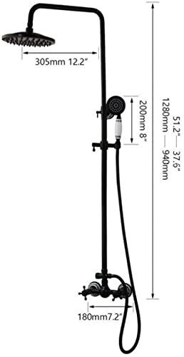 SUNESA Badezimmer Schwarzes Duschset Regenduschkopf 2 Griffe Wandmontierter Duscharmatur Set Badewannenmischbatterie