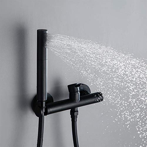 SUNESA Badezimmer-Duschset, mattschwarzes Badezimmer, Messing, Wandmontage, Wandmontage, 2-Wege-Dusche, Handbrause-Sets, Badezimmer-Duscharmatur