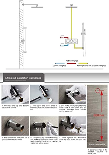 SUNESA Duschsystem 2-Funktions Unterputz-Set mit Handbrause, Thermostat & Kupferventil, modernes Design, wandmontiert
