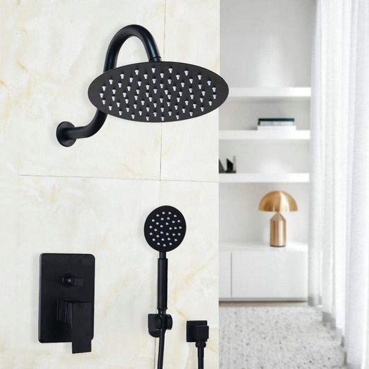 SUNESA Zoll Schwarz Malerei Rundkopf Decke Badezimmer Regendusche Wasserhahn Set Wandhalterung Handbrause 2 Funktionen Duschset