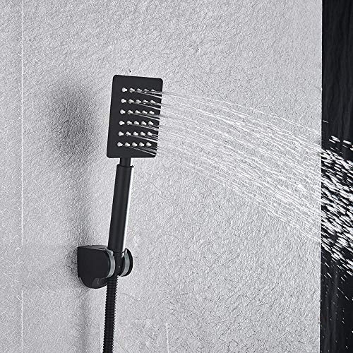 SUNESA Duschsystem Schwarz 12" mit Digitalanzeige, 2-Funktions Regendusche & Mischbatterie, modernes Bad-Set