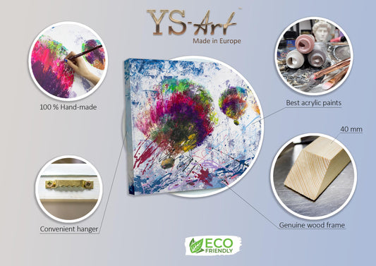 YS-Art Acryl Gemälde Freiflug 160x80 cm – Handgemalte Heißluftballon Kunst auf Leinwand, bunt & modern fürs Wohnzimmer        4o